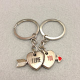 'I Love You' Heart and Arrow Couples Keychain