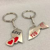 'Love You' Heart and Arrow Couples Keychain 2 Pieces